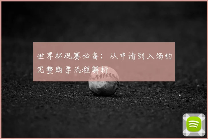 世界杯观赛必备：从申请到入场的完整购票流程解析